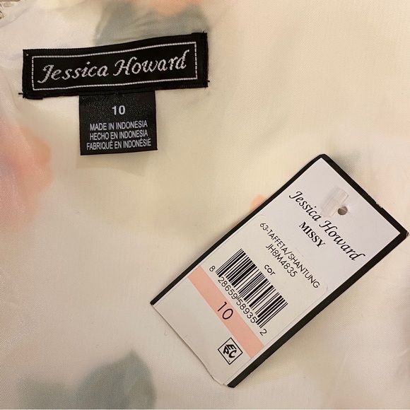 Jessica Howard NWT Dress Taffeta Shantung Cream Orange Floral Size 10 JH8M4835 - Picture 7 of 10